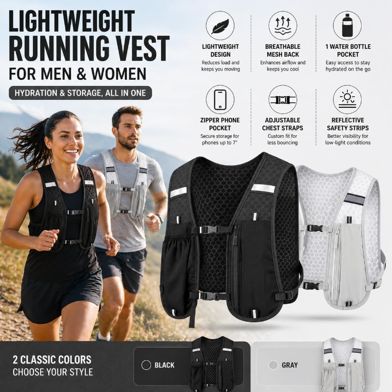 러닝 및 사이클링 스포츠 반사경 경량 조끼, 휴대폰 수 - Running Gear Storage 리뷰 및 가격