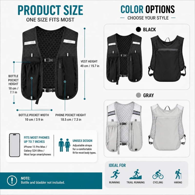 러닝 및 사이클링 스포츠 반사경 경량 조끼, 휴대폰 수 - Running Gear Storage 리뷰 및 가격