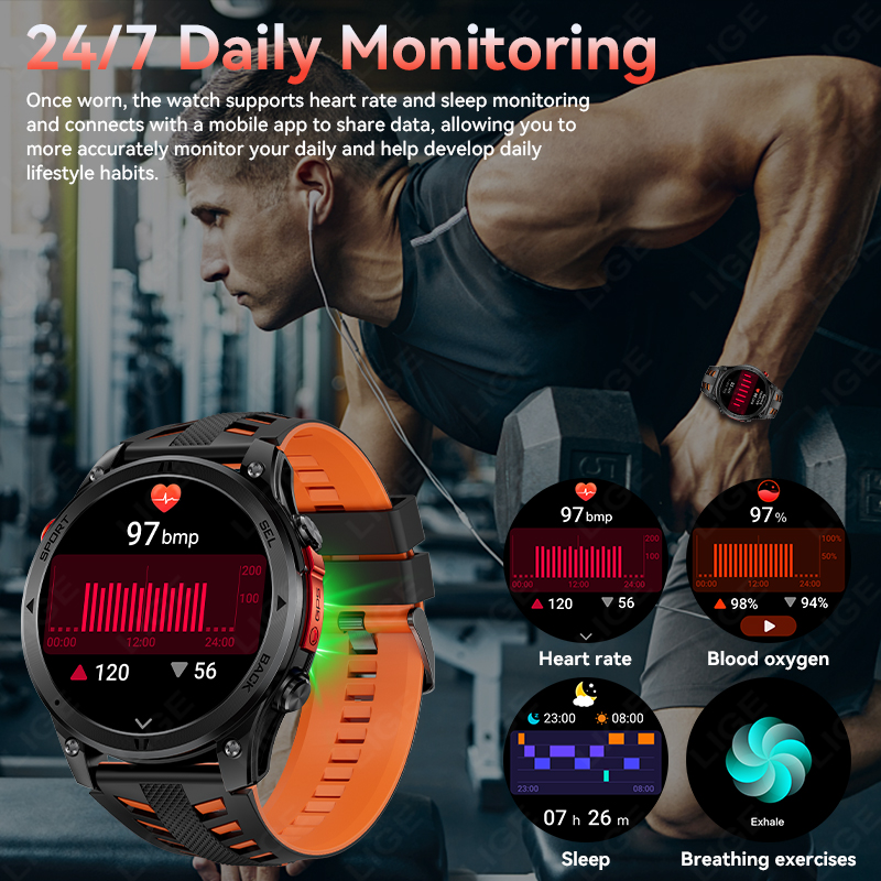 LIGE 군용 GPS 스마트워치 내장 GPS 나침반 5 - Gps Running Watch 리뷰 및 가격